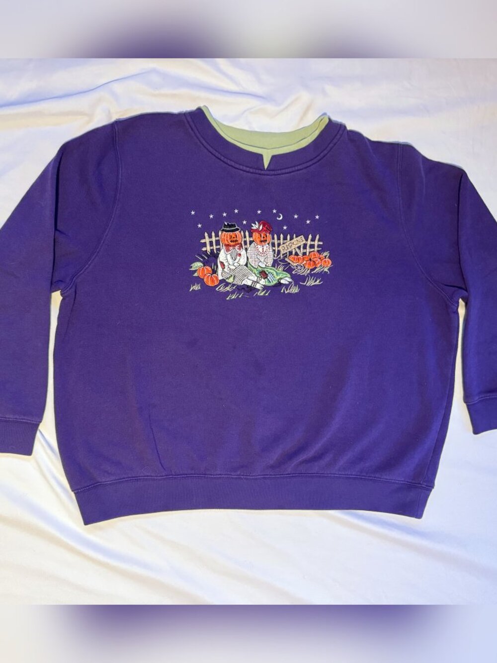Vintage Shenanigans Halloween Pumpkin Fleece Sweatshirt | Purple | Size XL